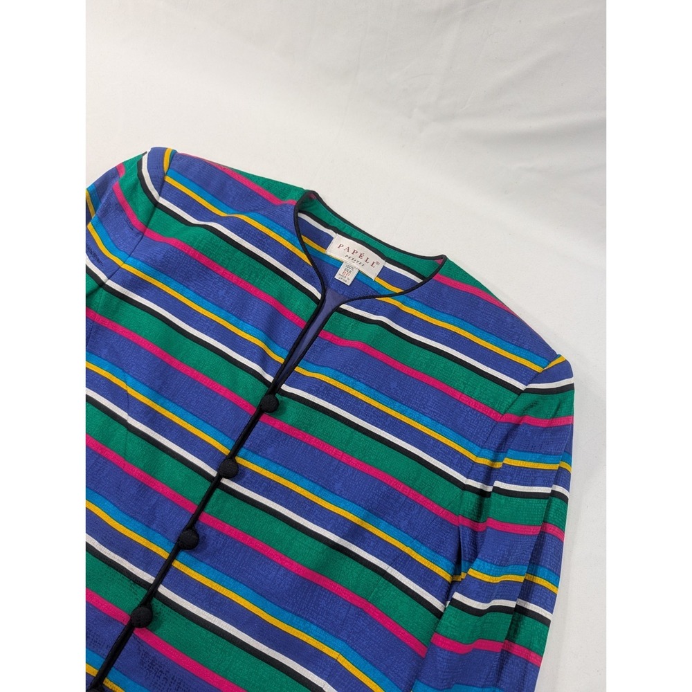 Papell Women Multicolor Floral Long Sleeve Button-Up Shirt Size 6P Shoulder Pads